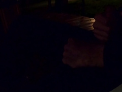 The boy strokes off on a engaged street. Extraordinary