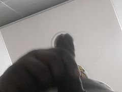 African man in public toilet