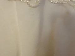 Spit and cumshot on her wedding dress