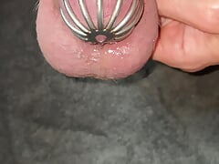 Micro chastity cage cum shot POV