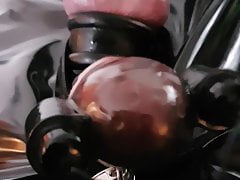 Head Vibrator Stimulation while Slave Encased in Latex