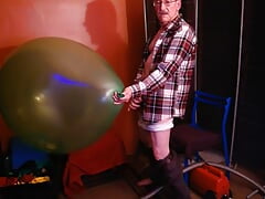 124) Two Giant Round Balloons Popped and Cum On by Daddy