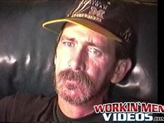 Rugged stud strips naked to tease with his throbbing dick