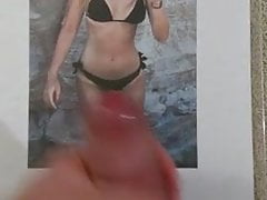 Cumshot on pretty girl on black bikini