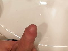 Peeing hard in the bathroom sink