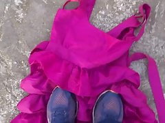 trample on fuchsia dress