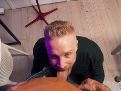Spreading man's legs wide for raw anal and face covered in cum