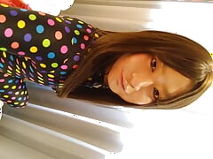 Japanese amateur crossdresses wearing morphsuit masturbate