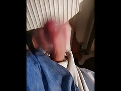 German man moaning jerks his thick, hard cock with cum shot