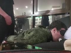 Crazy Hard Bdsm Threesome -young Military Slave And 2 Domins- Piss Slap Spank And Hard Mouth Fuck