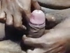 Sri lankan dad milking a young cock