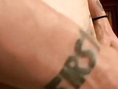 Straight dude with pierced nipples jacks off and cums