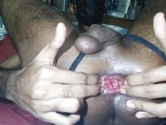 Bangladeshi Girly Bondage With Chain Boy Taking Dildo in his Asshole While Wearing Panty