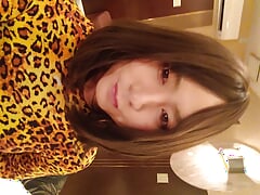Japanese crossdresses  wearing leopard Morphsuit
