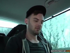 Young arse bandit picked up and porked in car by tatted Adam Watson