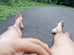 I sat naked on the busy street