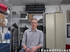 Cute blond gay boy bounces on BBC like a pro for cash