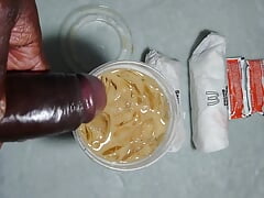 Jerking off cum in coffee
