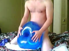Humping Blue Geo Balloon with Sex Toy until I Cum