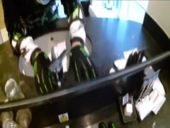 A quick fuck in Motocross Gear in the bathroom