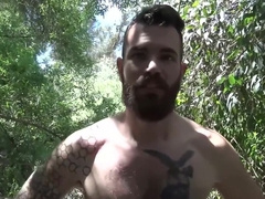 Bearded guy filmed putting heavy inches in his mouth