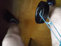 Training and fisting foreskin with 4 Kg, Needles