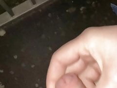 Going for a walk at night with cumshot end
