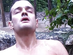 Cumshot in a public garden