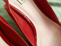 Little cum on red Zara Slingbacks