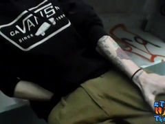 Heterosexual thug Sean Johansen wanks outdoor and spunks