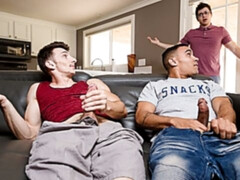 Sneaky 3-way anal with Anthony Moore, Will Braun, and Michael Jackman