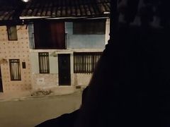 Jerking off in the stairs outside