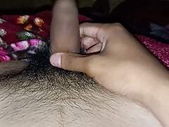 Hairy cock masturbates