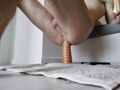 Long dildo all the way in makes me cum