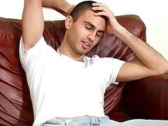 Horny British stallion masturbating solo