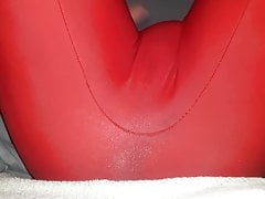 Red Spandex suit anal play 1