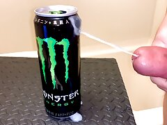 Small Penis Shooting a Load On An Empty Monster s Can - Hard Cumshot