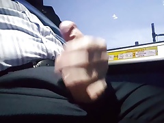 Jerking off on the bus. Big cum shot. Suit