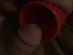 Fat sissy pissing on self