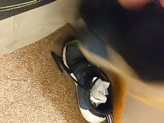 Quick cum over adidas sneaks