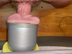 Hairy Young Dad Fucking his fleshlight mouth toy!