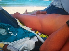 Attempting Not To Get Rigid Seeing Nubiles On The Naked Beach - Delicate Chisel Precum Seep