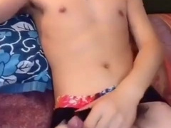 ultra-cute japanese fellow tugging on web cam No jizz 455