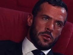 Hunks in suits strip for anal sex at the cinema