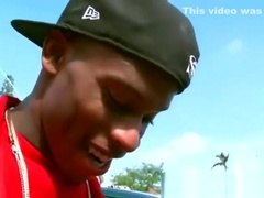 White gay strokes a strangers black dick