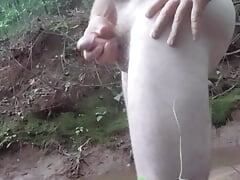 Cum and tease in the woods