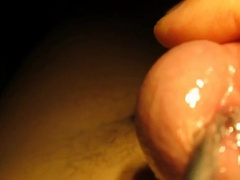 Urethral sounding and stretching with cumshot