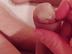 Cumshot in nylon sheath