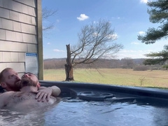 Super-Steamy bath rendezvous on the farm.