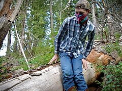 Hot Country Boy Jacks Off On Fallen Tree in Pulic Wilderness